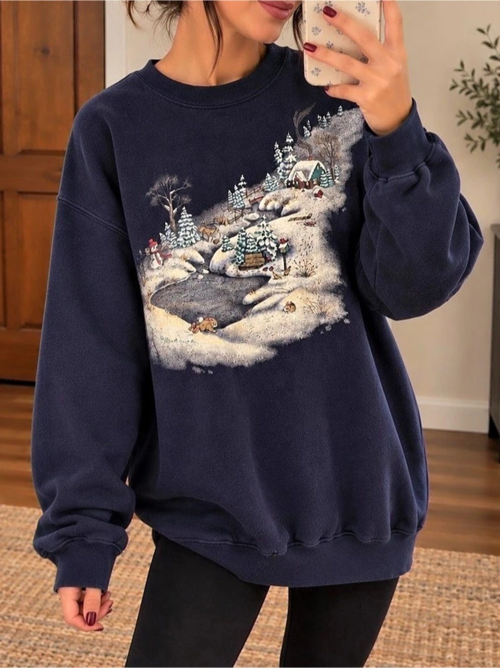Vintage Northern Reflections Winter Cottage Christmas Sweatshirt XL 90s Grandmac